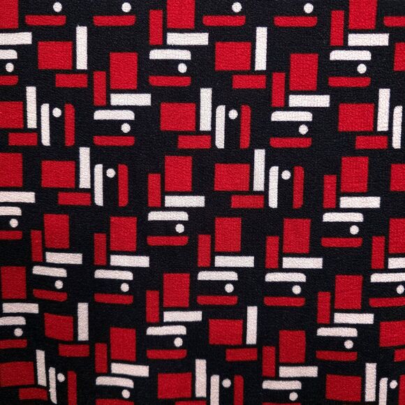 VTG Sleeveless Stretch Mockneck Top SzM Red White Blue Geometric Slinky 90s Y2K - Picture 9 of 11